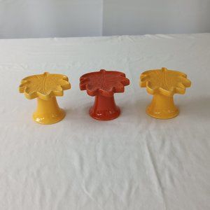 NWT   Three Ceramic Pedestal Fall Leaf's-